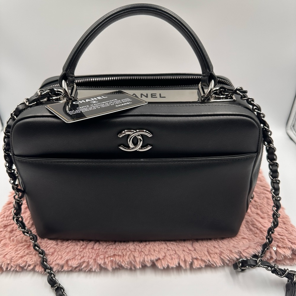 Chanel Trendy CC Bowler Top Handle Calfskin Leather Small Shoulder Bag Black